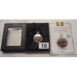 L/E silver plated 'Train' fob watch with certificate