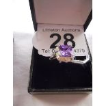 Amethyst set silver ring