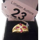 Gold ruby and diamond set ring - Estimate £100 to £150