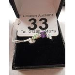 Amethyst silver set ring