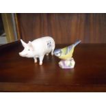 Beswick pig and Royal Worcester bird