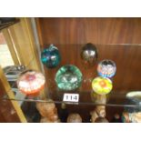 6 glass paper weights