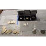 Box of coins to include silver proofs with certificates