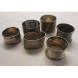 6 silver serviette rings - Approx. 138g