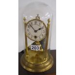 28 day brass clock under glass dome