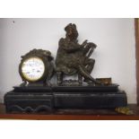 Victorian marble & spelter figure mantel clock