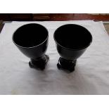 Pair of black Beswick chalices