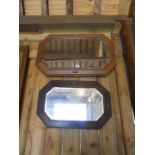 2 oak framed and bevelled glass mirrors