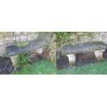 Pair of stone pedestal benches