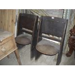 Pair of elm seated chapel chairs