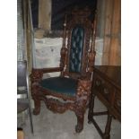 Very large reproduction mahogany 'Throne' chair