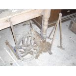 Old pulley system, iron base etc