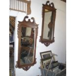 Pair of large mahogany framed mirrors, 1 A/F