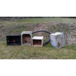 3 large galvanised (and 1 plastic) water tanks