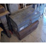 2 old metal trunks