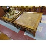 2 Oriental hardwood coffee tables