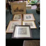 Various old etchings, watercolour & prints