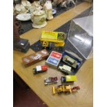 Dinky toys, old cards etc.