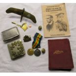 Interesting box of WWI memorabilia to include medals