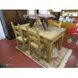 Pine dining table with 4 chairs