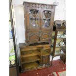 Oak bookcase & oak display cabinet