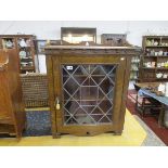 Oak & leaded light wall rack