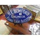 Oval enamelled sign - 'H E Bomford'