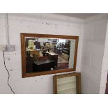 Large oak framed wall mirror