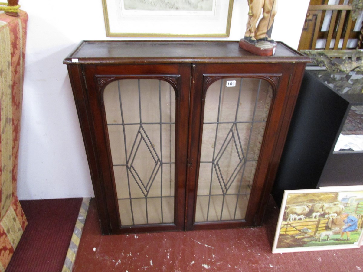 Leaded light mahogany cupboard