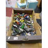 Box of di-cast cars, tanks etc