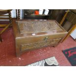 Carved camphor wood chest