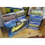 5 Corgi buses and model car