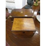 Mahogany & brass inlaid Victorian writing box and another