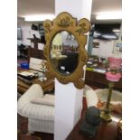 17C style crewel-work framed mirror