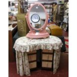 Kidney shaped dressing table with pink dressing mirror