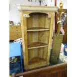 Open pine corner cabinet