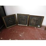 Set of 3 bronze effect plaques