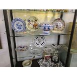 Collection of Masons Ironstone over 2 shelves