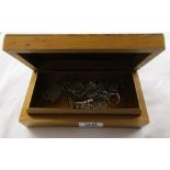 Walnut box containing silver etc