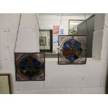 2 small leaded glass panels
