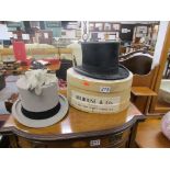 2 top hats and gloves, 1 with original box