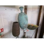 Vase, Greek urn on stand and treen bowl with balls