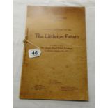 Auction catalogue - 'The Littleton Estate' - sold by direction of E G Spencer Churchill in 1920