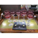 Wine thermometer & set of 7 coloured wine glasses