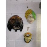 3 Beswick wall masks to include Dickens character Tony Weller