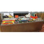 Large collection of Hornby carriages, engines and architecture