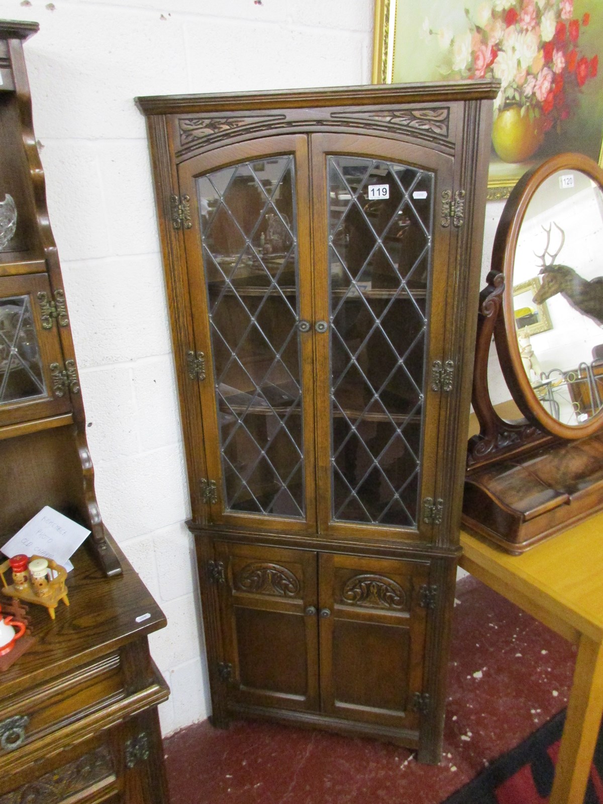 Old Charm corner cabinet with glazed top