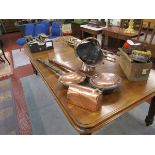 Collection of copper to include warming pans, coal scuttle and warmer
