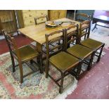 Small oak refectory table with 6 chairs