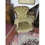 Victorian spoon back armchair on cabriole legs